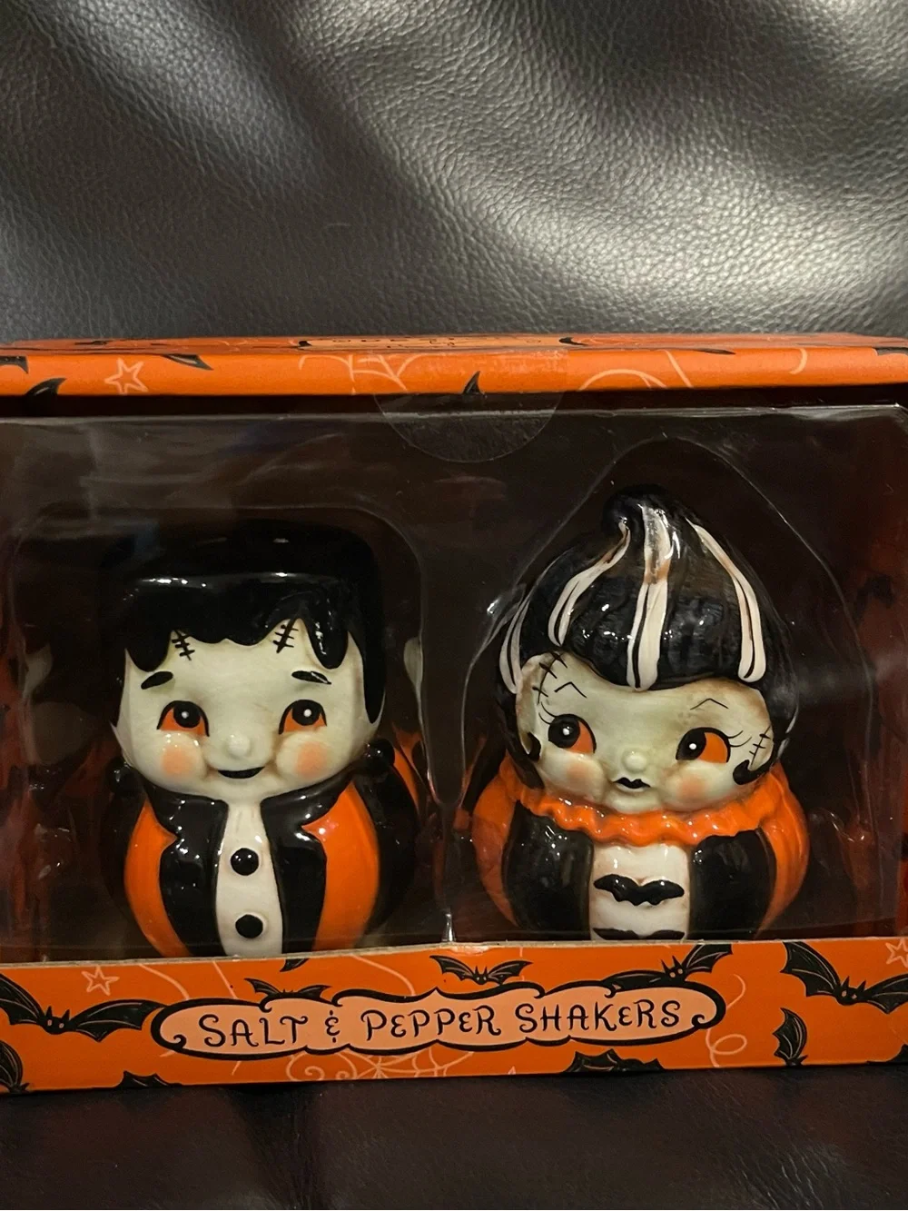 Halloween Johanna Parker Mr and Mrs Frankenstein Salt and Pepper Shakers